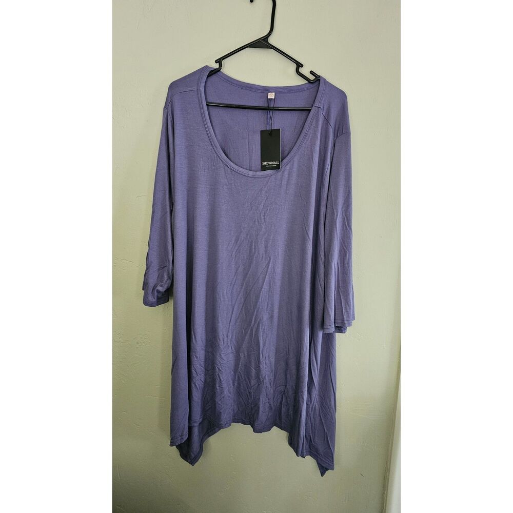 NWT SHOWMALL Plus Size 4X Slate Blue Casual Short Sleeve Tunic Top